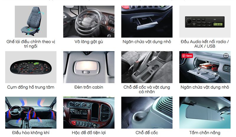 Tính năng nội thất Hyundai 110SP