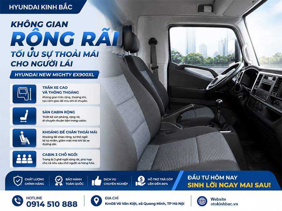 Cabin nội thất xe tải Hyundai Mighty EX900XL