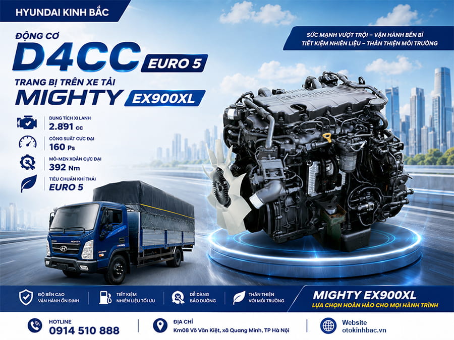 Động cơ xe tải Mighty EX900XL D4CC Diesel